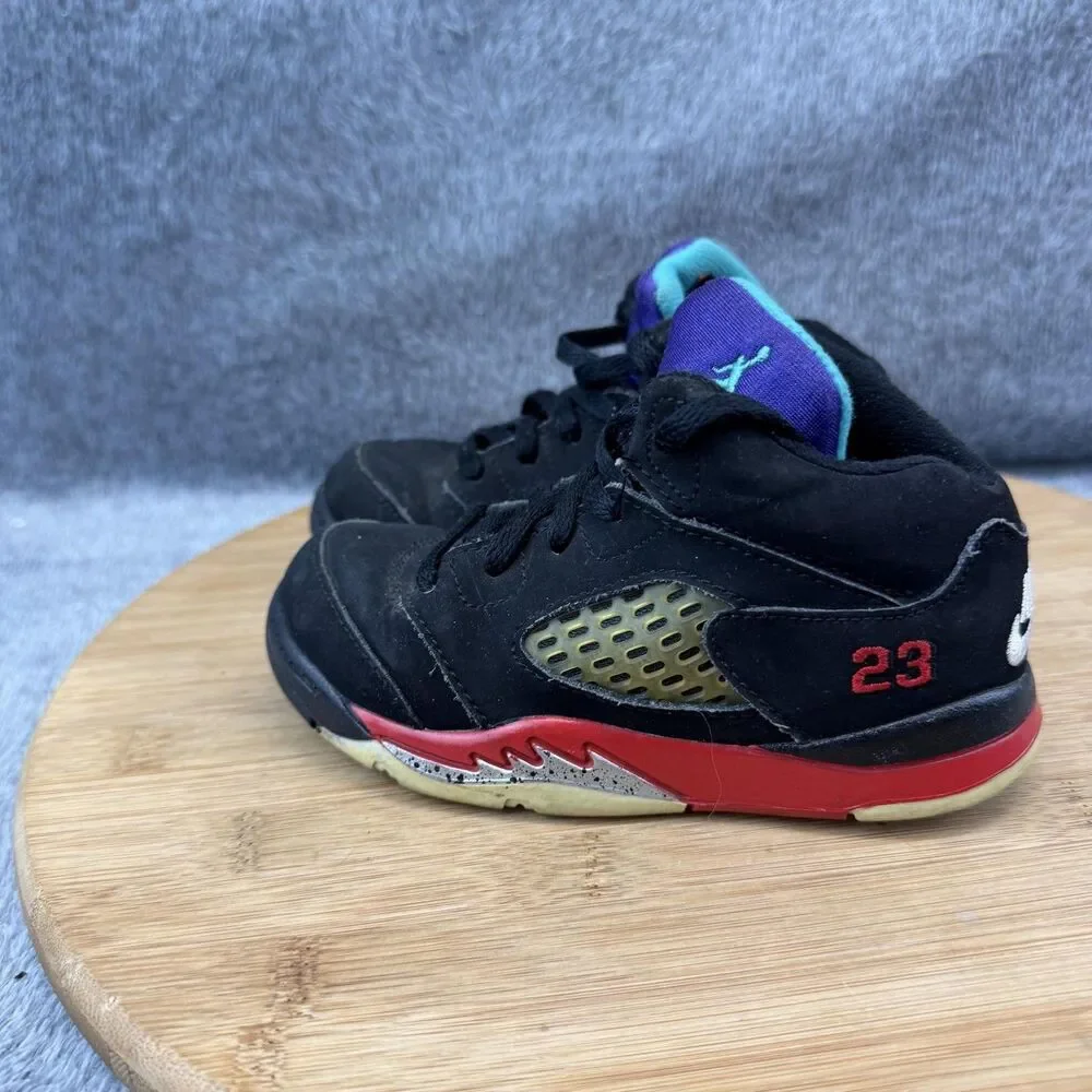 Jordan Air Jordan 5 Retro Shoes Toddler Size 9C Black Red Sneakers CZ2991-001